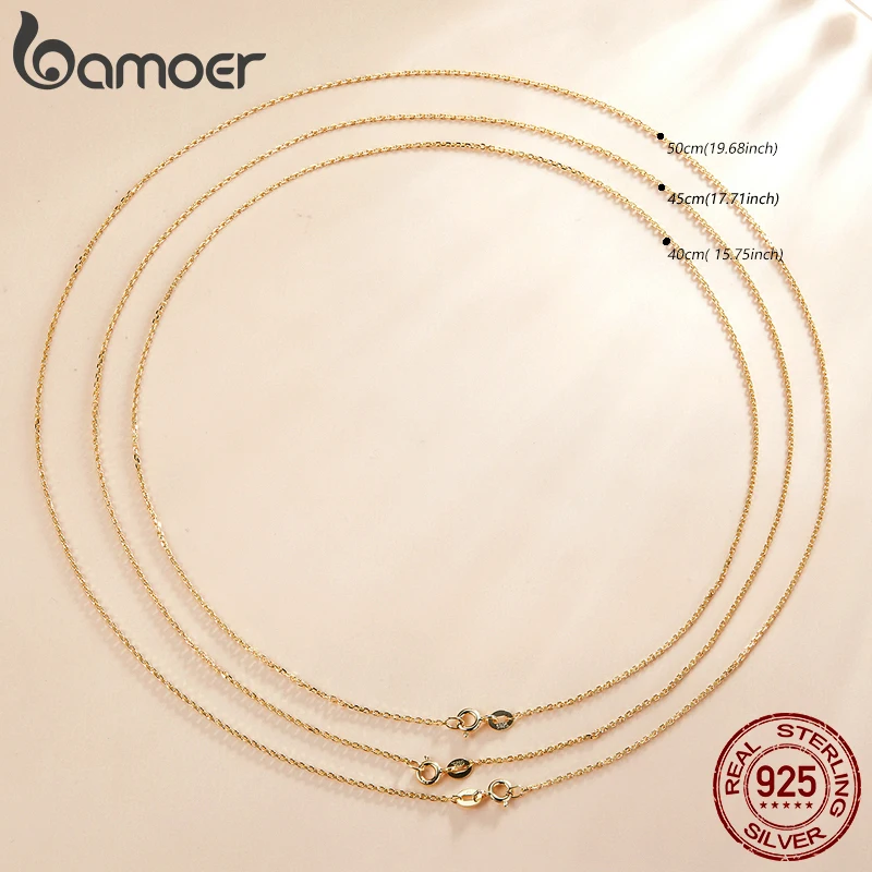 BAMOER-클래식 기본 체인 100% 925 스털링 실버 랍스터 걸쇠, 조절 가능한 목걸이 체인 여성을 위한 패션 쥬얼리