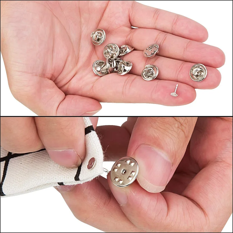 금속 잠금 핀 백 브로치 배지 거치대 라펠 베이스, DIY 주얼리 재료 제작 용품, 공예 액세서리, 수제, 100 개