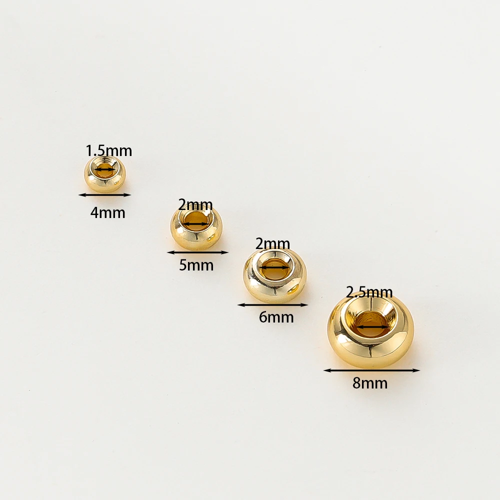 DIY 목걸이 팔찌용 스페이서 비즈, 금 도금, 14K, 18K, 10-30 개, 3mm, 4mm, 5mm, 6mm, 8mm, 쥬얼리 제작 액세서리, 도매