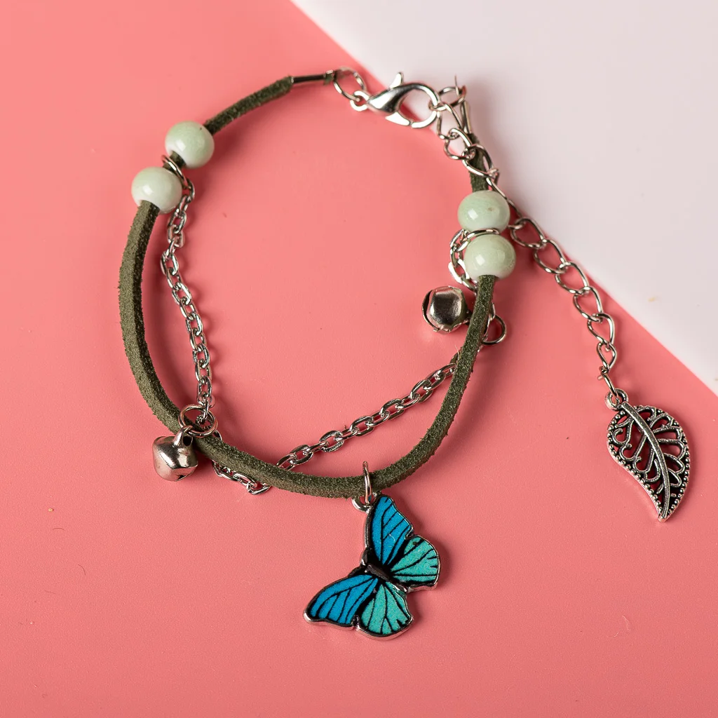 귀여운 금속 드립 글레이즈 펜던트 팔찌, 손으로 짠 매력 선물 팔찌, 여자 어린이 팔찌, 도매 # MZ104