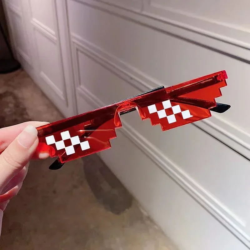 재미있는 모자이크 선글라스, Thug Life 태양 안경, 픽셀 블랙 레트로 게이머 로봇 선글라스, 생일 파티 코스프레 호의, 새로운 디자인