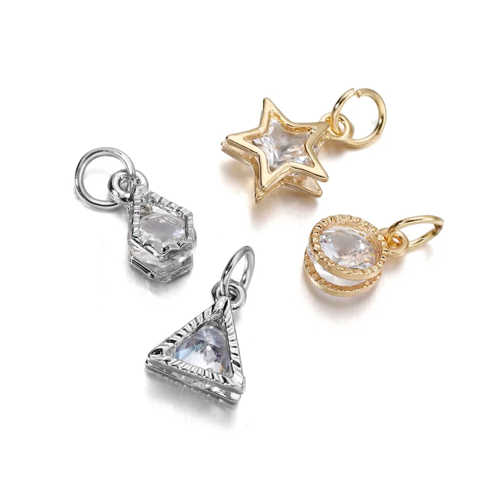 귀걸이 목걸이에 대 한 10 개/몫 합금 골드 실버 컬러 라인 석 하트 매력 DIY 사랑 매력 쥬얼리 액세서리 만들기