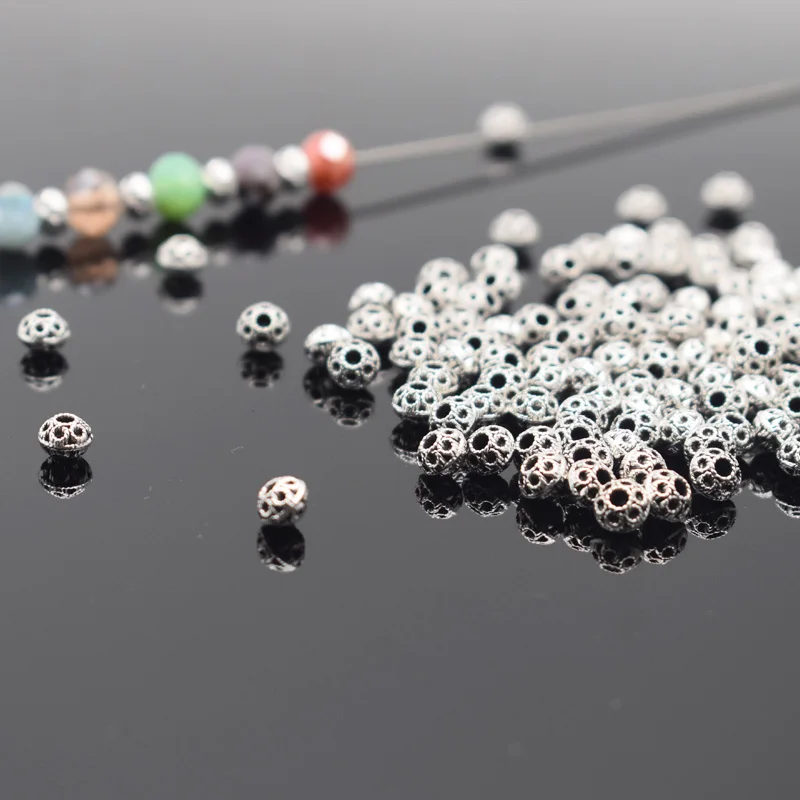 20/50 개/몫 스페이서 비즈 매력 골동품 실버 색상 큰 구멍 유럽 정신 구슬 보석 만들기 팔찌 DIY 액세서리