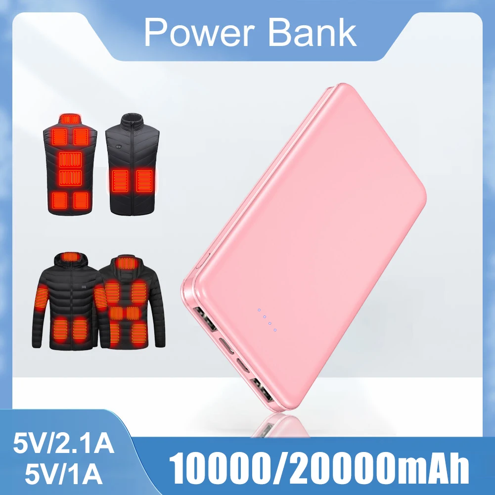 난방 조끼 재킷 스카프 양말 장갑, 강력한 보조배터리, 10000mAh, 20000mAh, 5V, 2A 보조배터리 외장 배터리 팩, 신제품