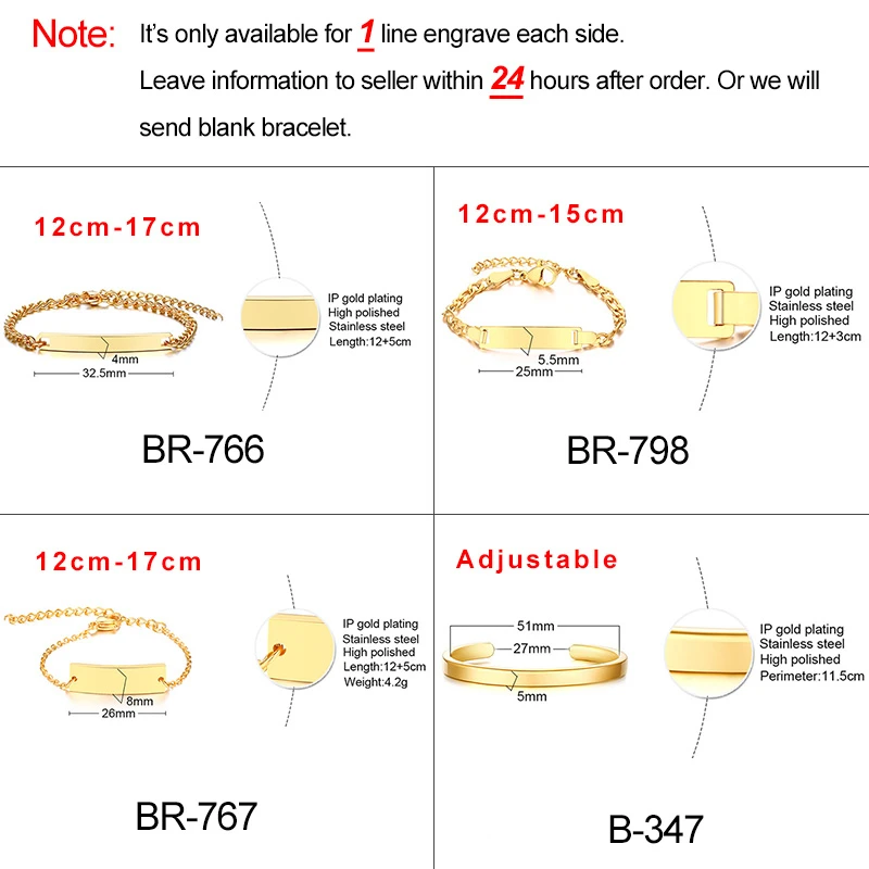 Vnox 맞춤형 맞춤형 아기 이름 팔찌, 골드 톤 솔리드 스테인레스 스틸, 조정 가능한 팔찌, 신생아, 여아, 남아 선물