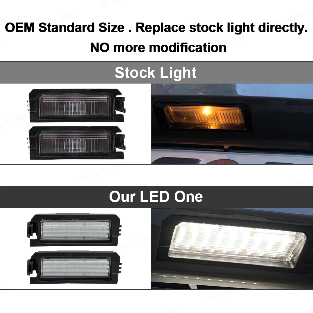 현대 엘란트라 N GT i30 PDE 소나타 벨로스터용 LED 번호판 조명, 기아 K5 리오 니로 카덴츠용 번호판 램프, 2 개