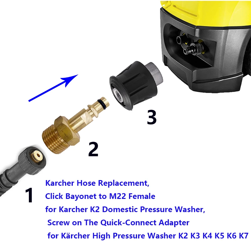 ROUE 고압 클리너 호스 어댑터 M22 퀵 커넥터 변환기 Karcher 용 피팅 K2 K3 K4 K5 K6 K7 압력 와셔