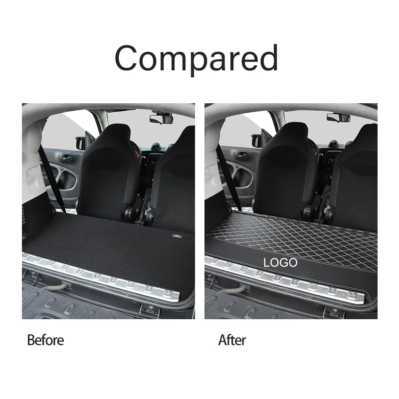 맞춤형 자동차 트렁크 매트 바닥 부트 카펫, 가죽 카고 라이너, 스마트 451, 453, Fortwo, Forfour 2015, 인테리어 액세서리