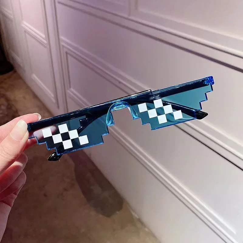 재미있는 모자이크 선글라스, Thug Life 태양 안경, 픽셀 블랙 레트로 게이머 로봇 선글라스, 생일 파티 코스프레 호의, 새로운 디자인