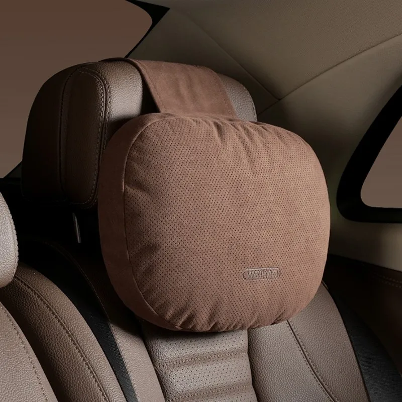 WeiHao 자동차 머리 받침 목 지지대 액세서리, 스웨이드 시트, 부드러운 조절 가능한 베개 받침 쿠션, 벤츠 아우디 BMW용 범용 심사