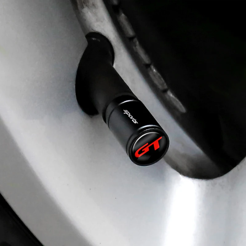 GT 로고 배지 금속 타이어 밸브 캡, 자동차 휠 타이어 밸브 커버, 오토바이 자전거, 볼보, 스즈키, 현대 시트, 르노, 폭스바겐용, 4 개