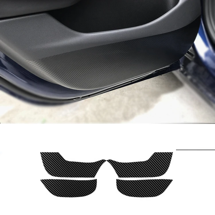 테슬라 모델 3 Y S X 도어 인테리어 안티 킥 보호 필름 및 도어 씰 안티 스커프 페달 스티커, 탄소 섬유 비닐 필름