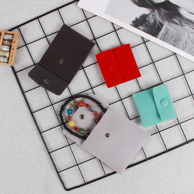 소프트 벨벳 주얼리 파우치 포장 백, 선물 팔찌 목걸이 귀걸이 링 보관 버튼 벨벳 백, 맞춤 로고, 10 개/몫