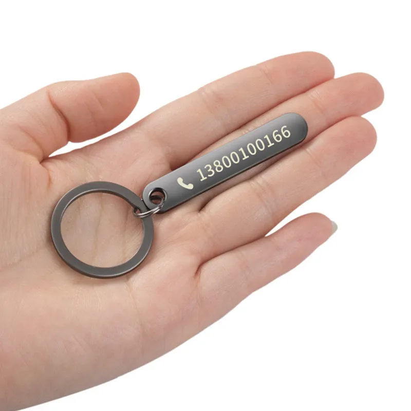 사용자 정의 전화 번호 로고 이름 키 체인, 남녀 공용, 자동차 열쇠 고리, 레이저 조각 키 체인, 스테인레스 스틸, 맞춤형 선물