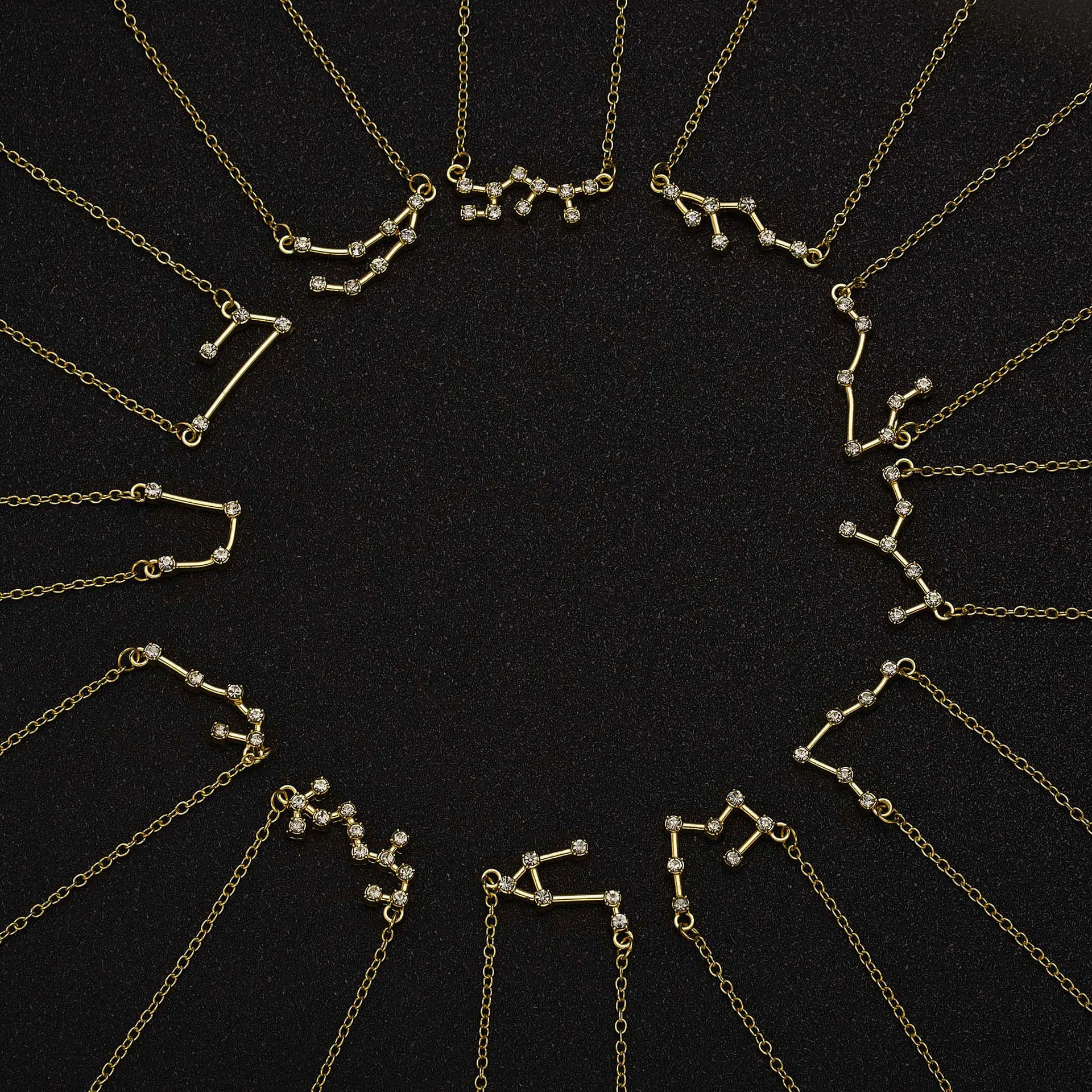 3 개/대 12 조디악 로그인 목걸이 12 별자리 펜던트 체인 초커 생일 쥬얼리 마분지 카드