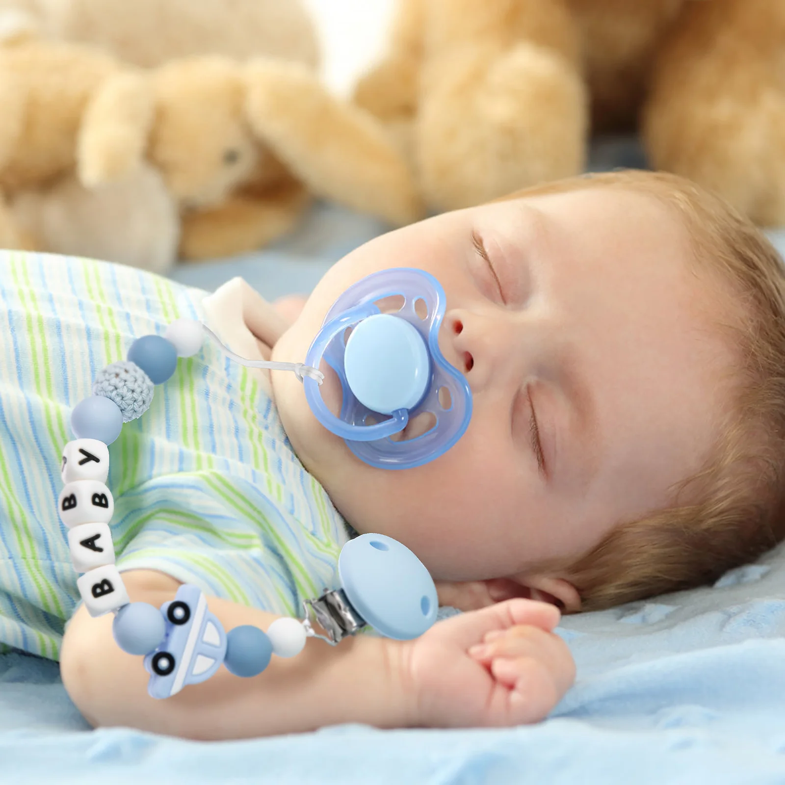 TYRY.HU DIY 실리콘 아기 젖꼭지 클립, 맞춤형 이름, 다채로운 젖꼭지 체인, 젖니 제거, BPA 프리, 실리콘 주판 더미, 1 개