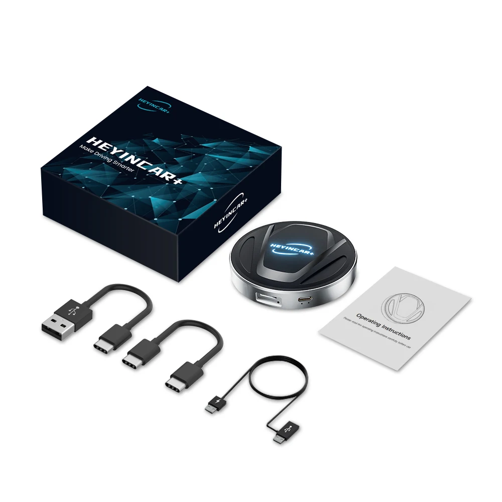 2024 HEYINCAR 카플레이 스마트 Ai tv 박스 플러스, 넷플릭스, 유튜브, 무선 안드로이드 자동 어댑터, 4G LTE, GPS, 안드로이드 13, 8GB + 128GB