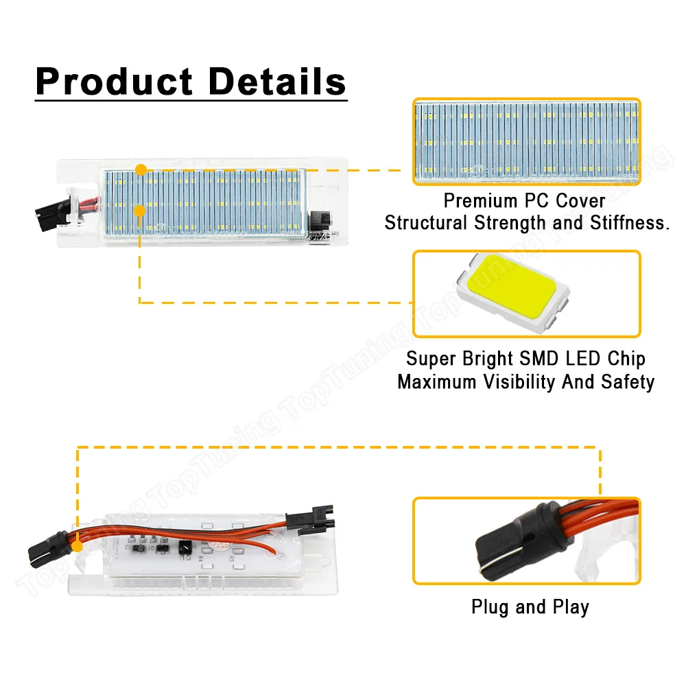 LED 번호판 조명, Opel Vectra C Astra J H Zafira B Insignia Corsa C D Meriva A Tigra B Canbus 번호판 램프, 2PCs