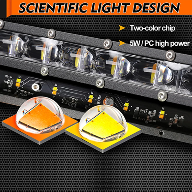 ATV SUV용 이중 색상 LED 바 작업 조명, 오프로드 안개등 트럭, 스트로브 화이트, 옐로우, 2 색 라이트 바, 8 인치, 14 인치, 20 인치, 12V, 24V