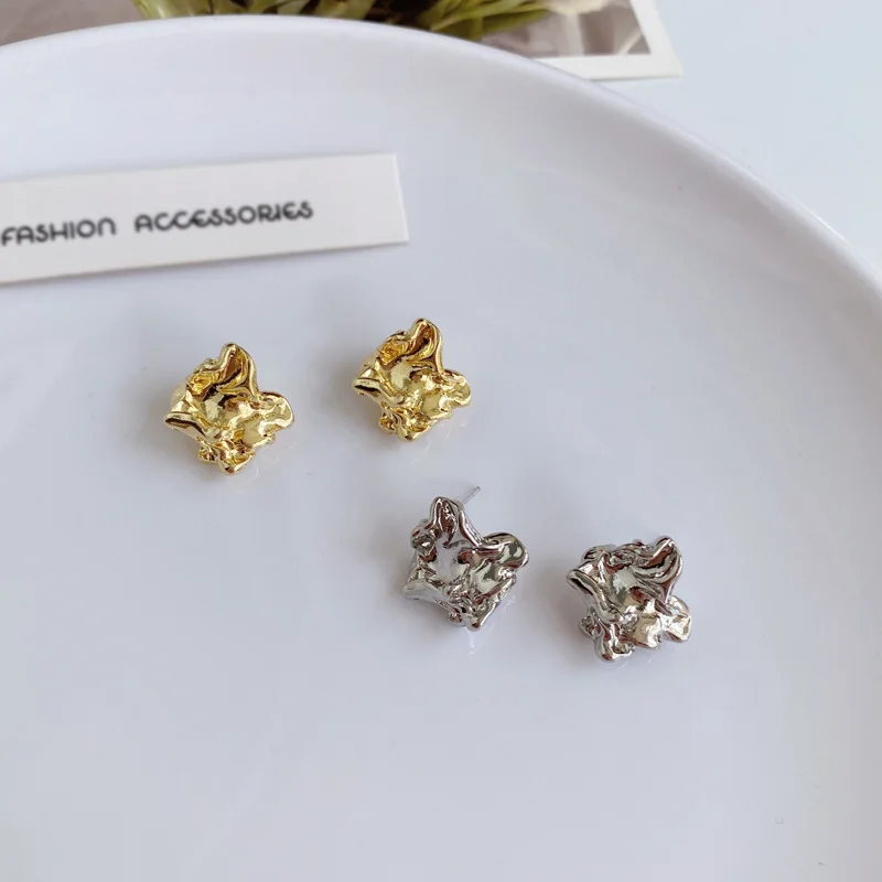 트렌디 쥬얼리 925 실버 바늘 스터드 귀걸이, 심플한 디자인, 귀여운 금속 기하학 작은 스터드 귀걸이, 여성용 도매