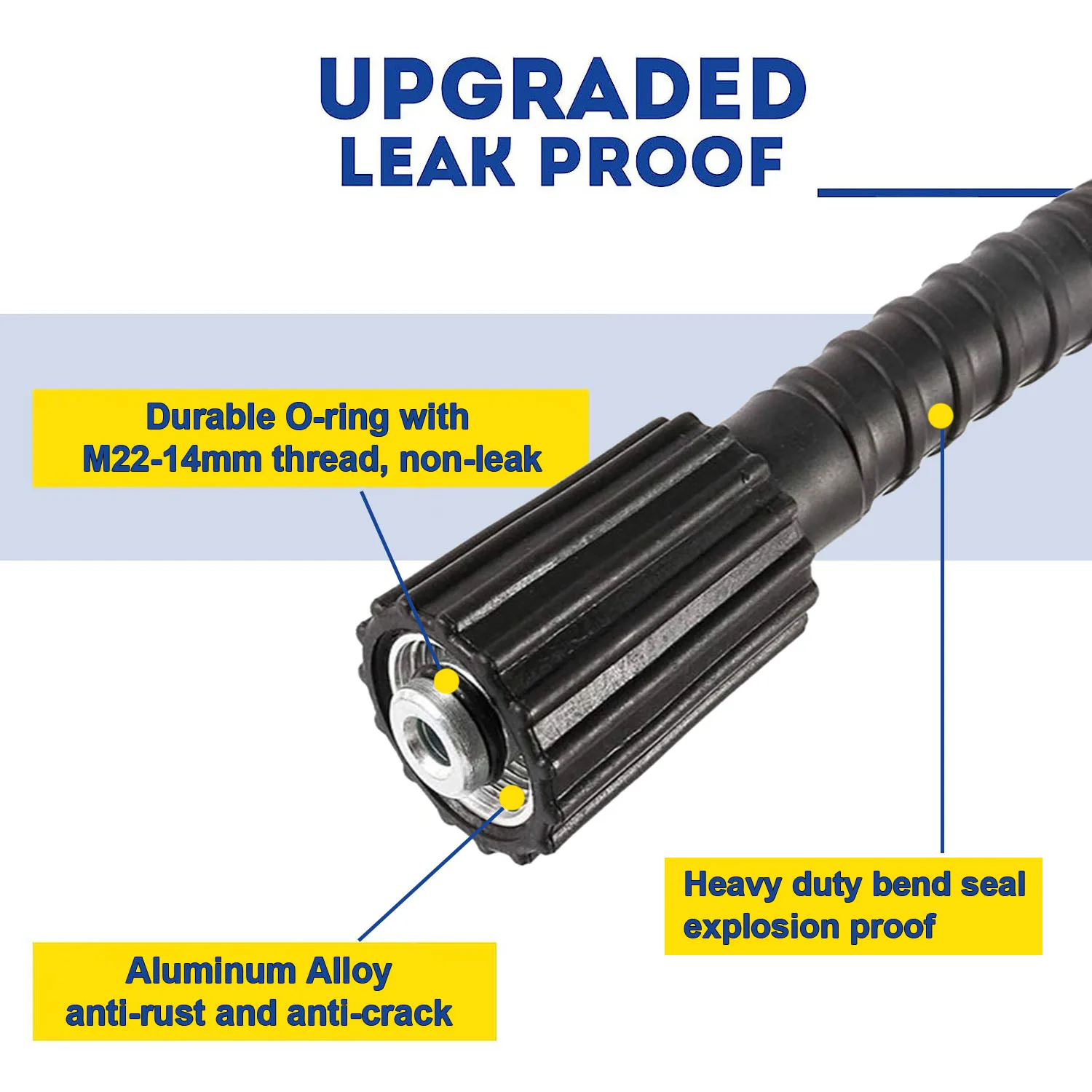 고압 와셔 호스 익스텐션, Kink Free M22, Karcher Ryobi Generac Sun Joe AR Blue Greenworks, 2300 PSI, 50 FT, 14mm, 15mm