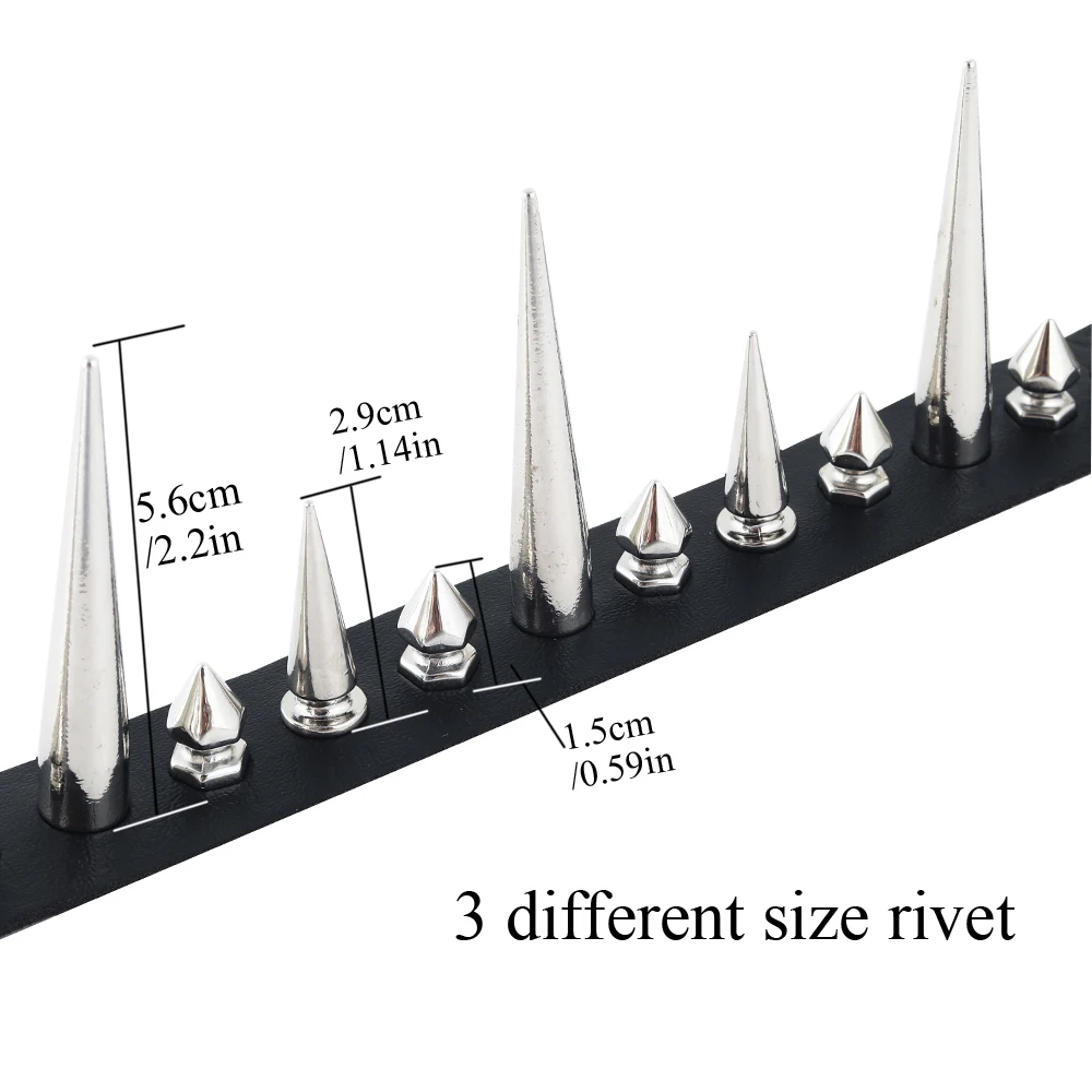 긴 스파이크 초커 펑크 가짜 가죽 칼라 여성 남성 멋진 빅 리벳 박힌 초커 고스 스타일 목걸이 액세서리