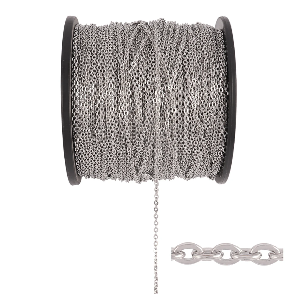 금 스테인레스 스틸 체인 목걸이, DIY O 모양 크로스 체인, 팔찌 쥬얼리 제작 구성 요소, 1 미터, 1/1.5mm, 2mm