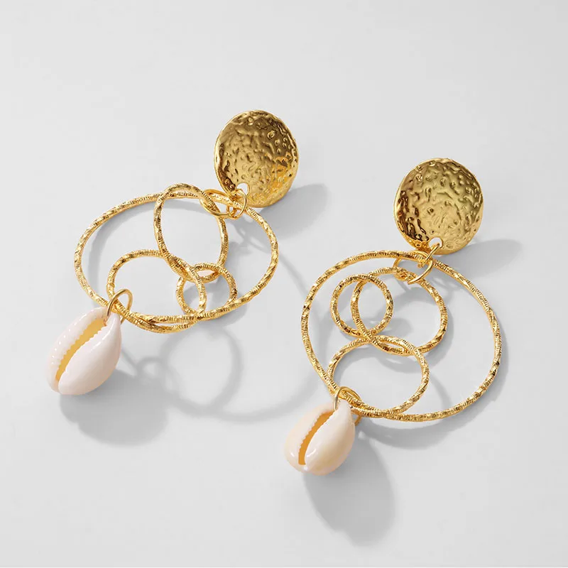 IPARAM 골드 컬러 기하학 펜던트 귀걸이 패션 보헤미안 여름 해변 큰 귀걸이 여성 쥬얼리