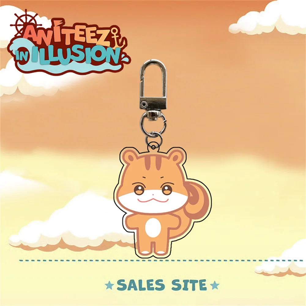 케이팝 ATEEZ 만화 키체인 앨범 ANITEEZ 키체인, 홍중 성화 윤호 여상산 키링 펜던트 액세서리, 팬 선물