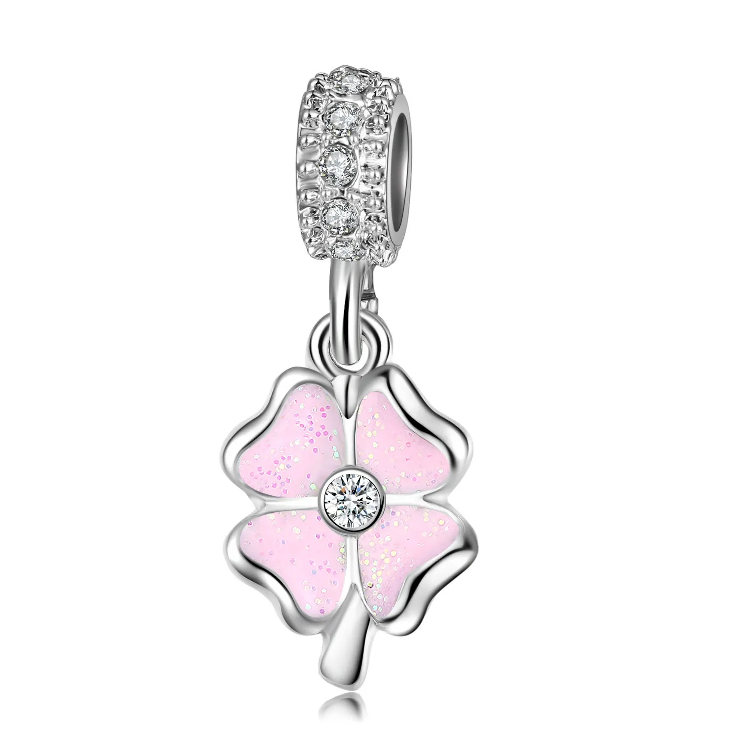 핑크 컬러 크리스탈 비즈 하트 무당 벌레 사랑 꽃 펜던트 팔찌, DIY 매력 레이디 쥬얼리 선물