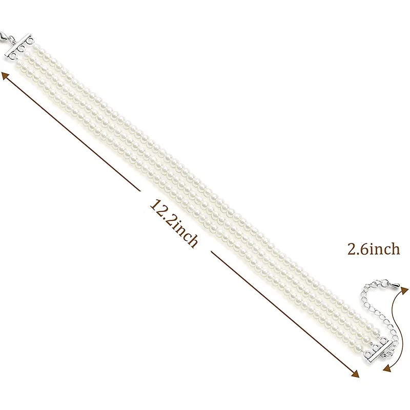 여성용 우아한 흰색 진주 칼라 초커 목걸이, 구슬 장식, 수제 웨딩 바게트 목걸이, 빈티지 쥬얼리, 다층 패션