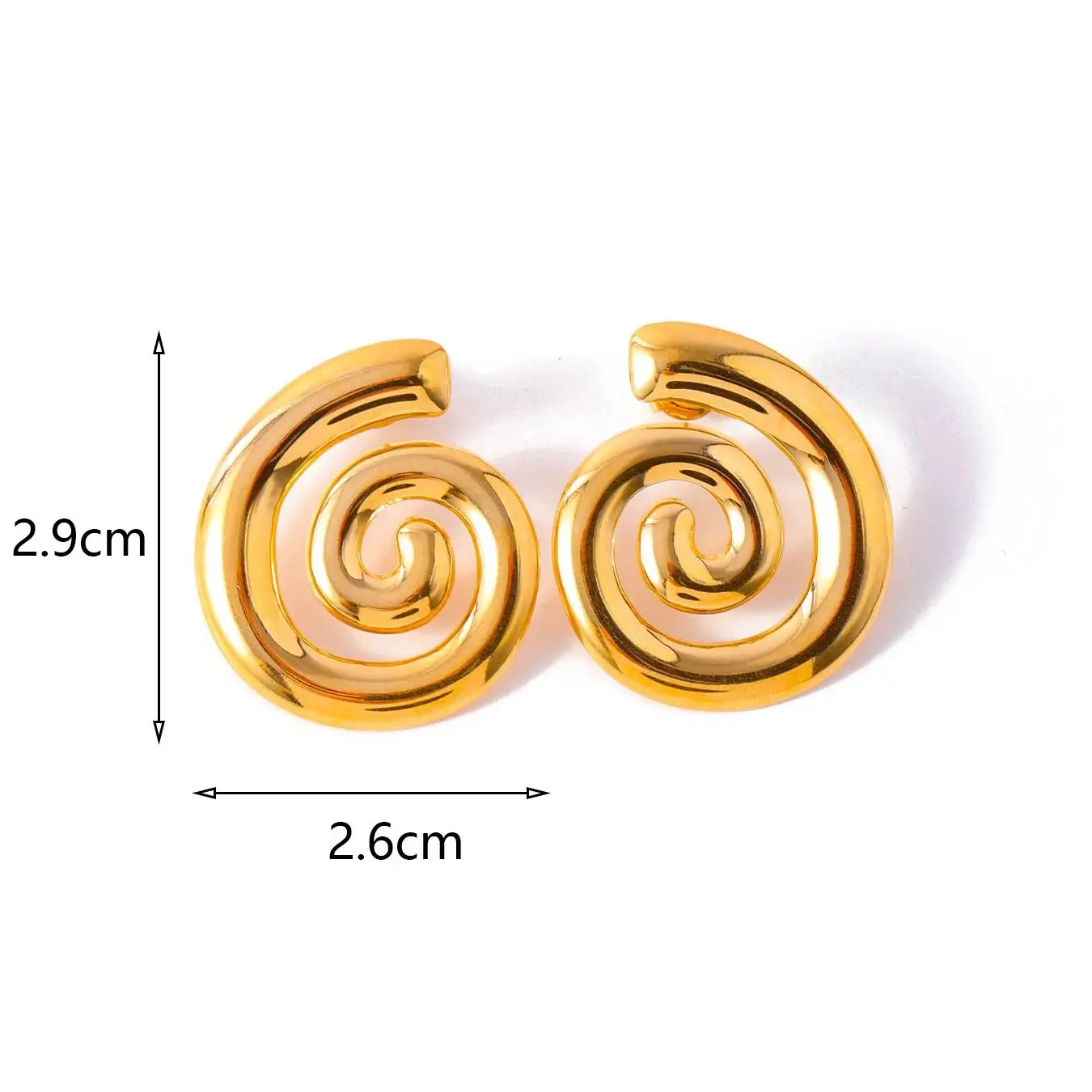 CARLIDANA 로터리 클래식 심플 기하학 18K 골드 도금 스터드 귀걸이, 스테인레스 스틸 패션 여성 귀걸이 쥬얼리, 신제품