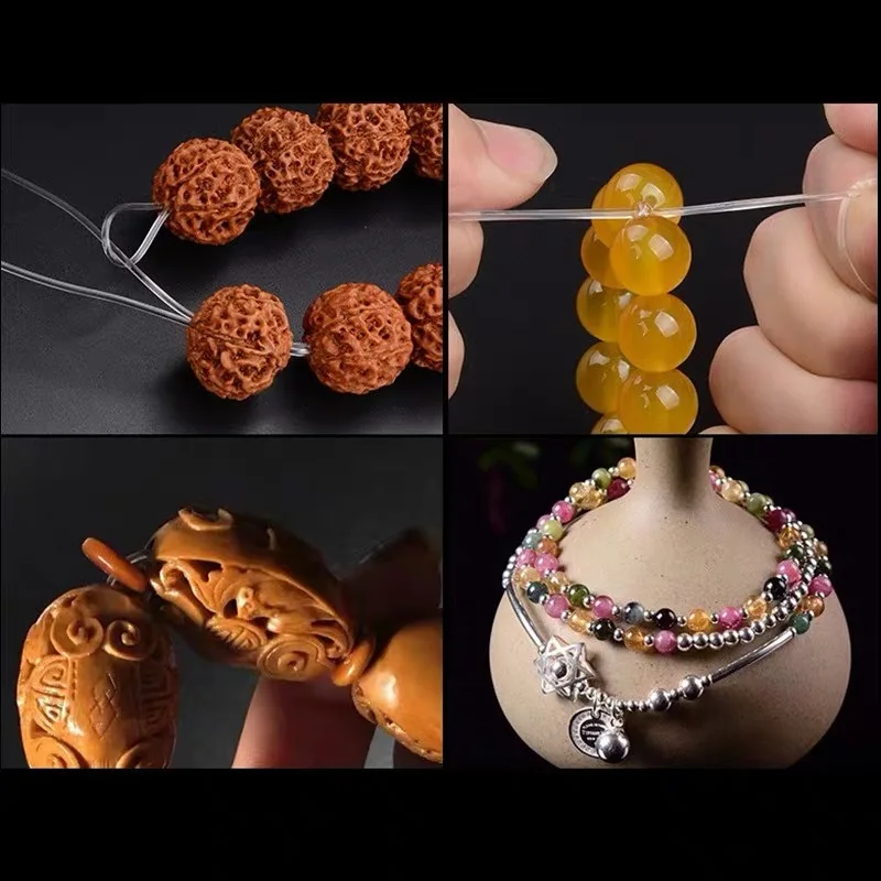 투명 탄성 크리스탈 구슬 코드 스트링 와이어 스레드 쥬얼리 만들기 DIY 목걸이 팔찌 액세서리, 1 롤