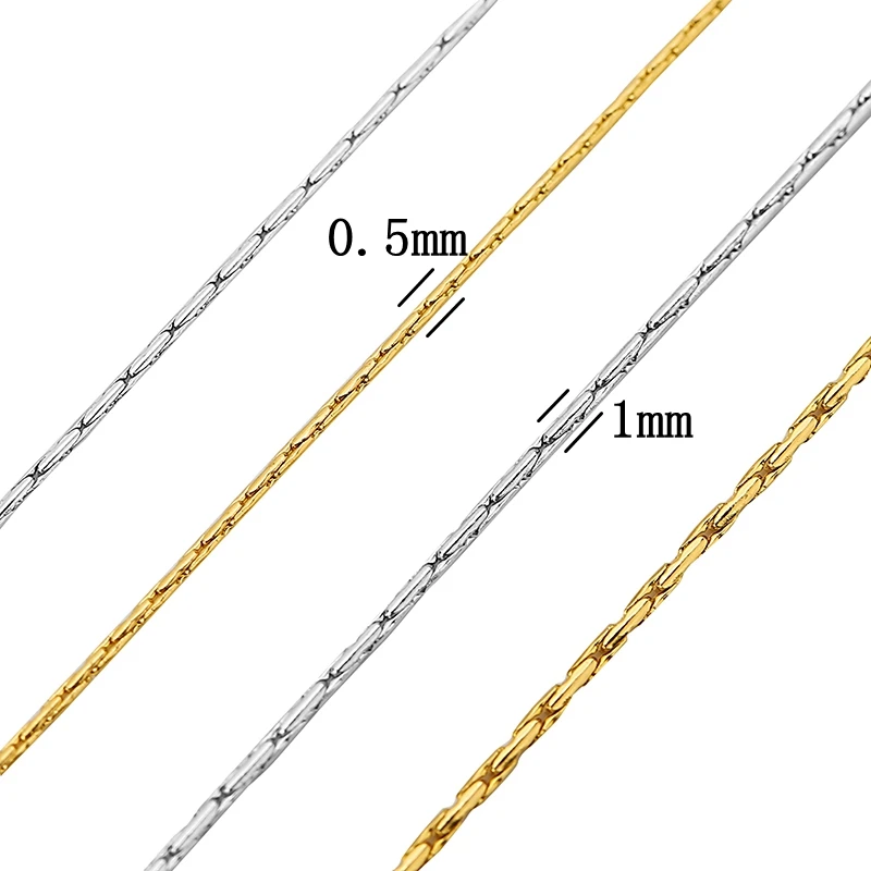 2 미터 0.5mm 1mm 스테인레스 스틸 얇은 골드 케이블 링크 체인 스네이크 체인, DIY 목걸이 귀걸이 쥬얼리 제작 용품 대량