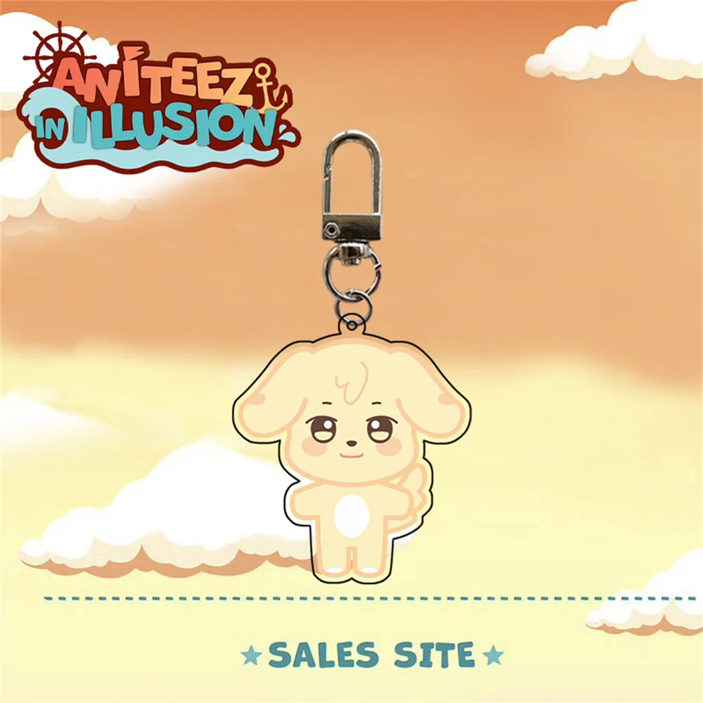 케이팝 ATEEZ 만화 키체인 앨범 ANITEEZ 키체인, 홍중 성화 윤호 여상산 키링 펜던트 액세서리, 팬 선물