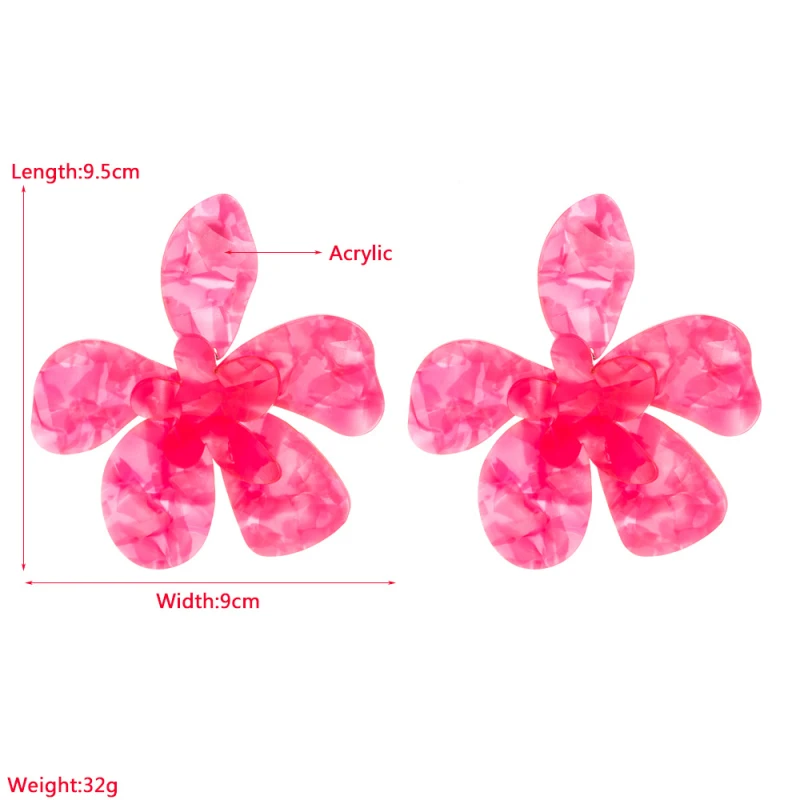 FishSheep-여성을 위한 패션 Za 빅 아크릴 꽃 매달려 귀걸이, 대형 수지 기하학 롱 드롭 귀걸이 성명 쥬얼리