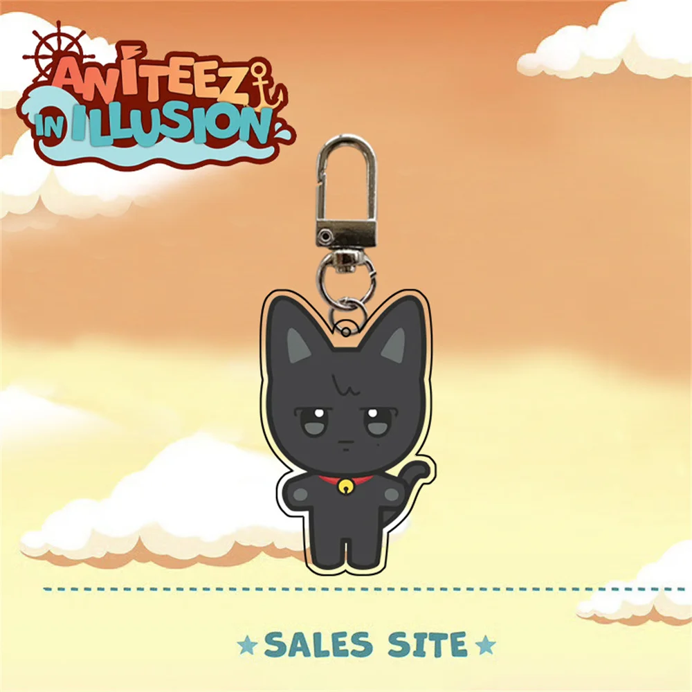 케이팝 ATEEZ 만화 키체인 앨범 ANITEEZ 키체인, 홍중 성화 윤호 여상산 키링 펜던트 액세서리, 팬 선물