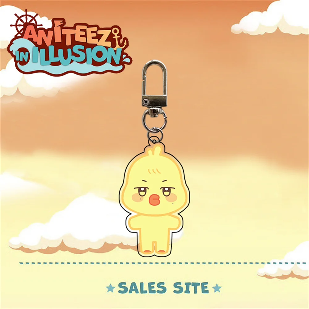 케이팝 ATEEZ 만화 키체인 앨범 ANITEEZ 키체인, 홍중 성화 윤호 여상산 키링 펜던트 액세서리, 팬 선물