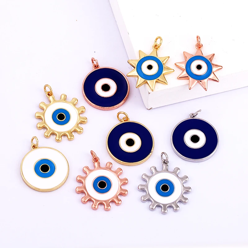 Evil Eye Charm 펜던트, 18K 리얼 골드 도금 큐빅, CZ 포장 종교, 쥬얼리 목걸이, 팔찌 액세서리 용품, K09