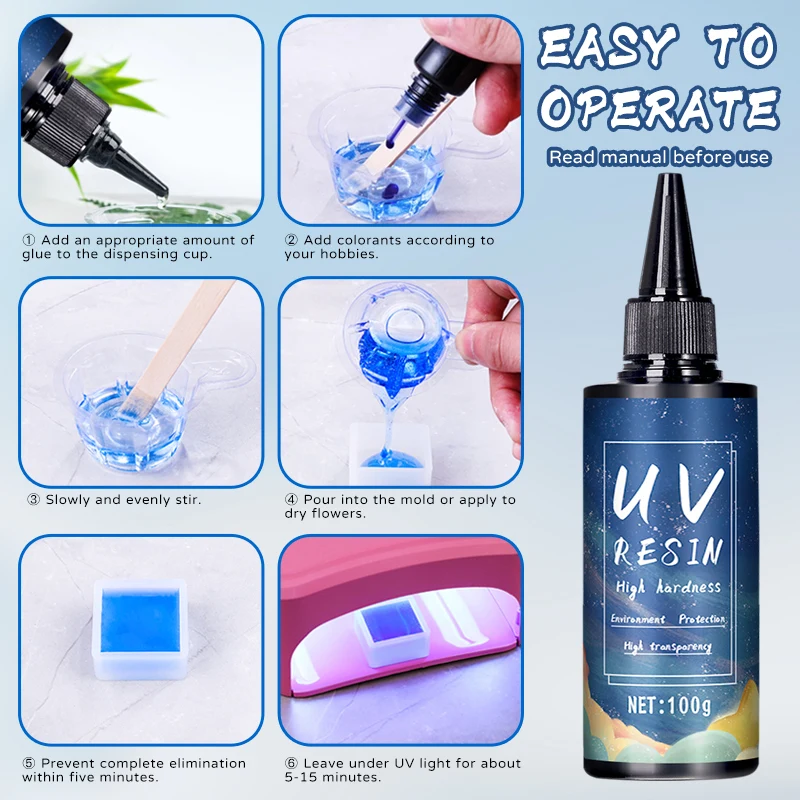 DIY 주얼리, 에폭시 송진 및 UV 램프용 UV 송진 접착제, 높은 투명도, 빠른 건조, 높은 경도, 20g, 50g, 100g, 250g, 1000g