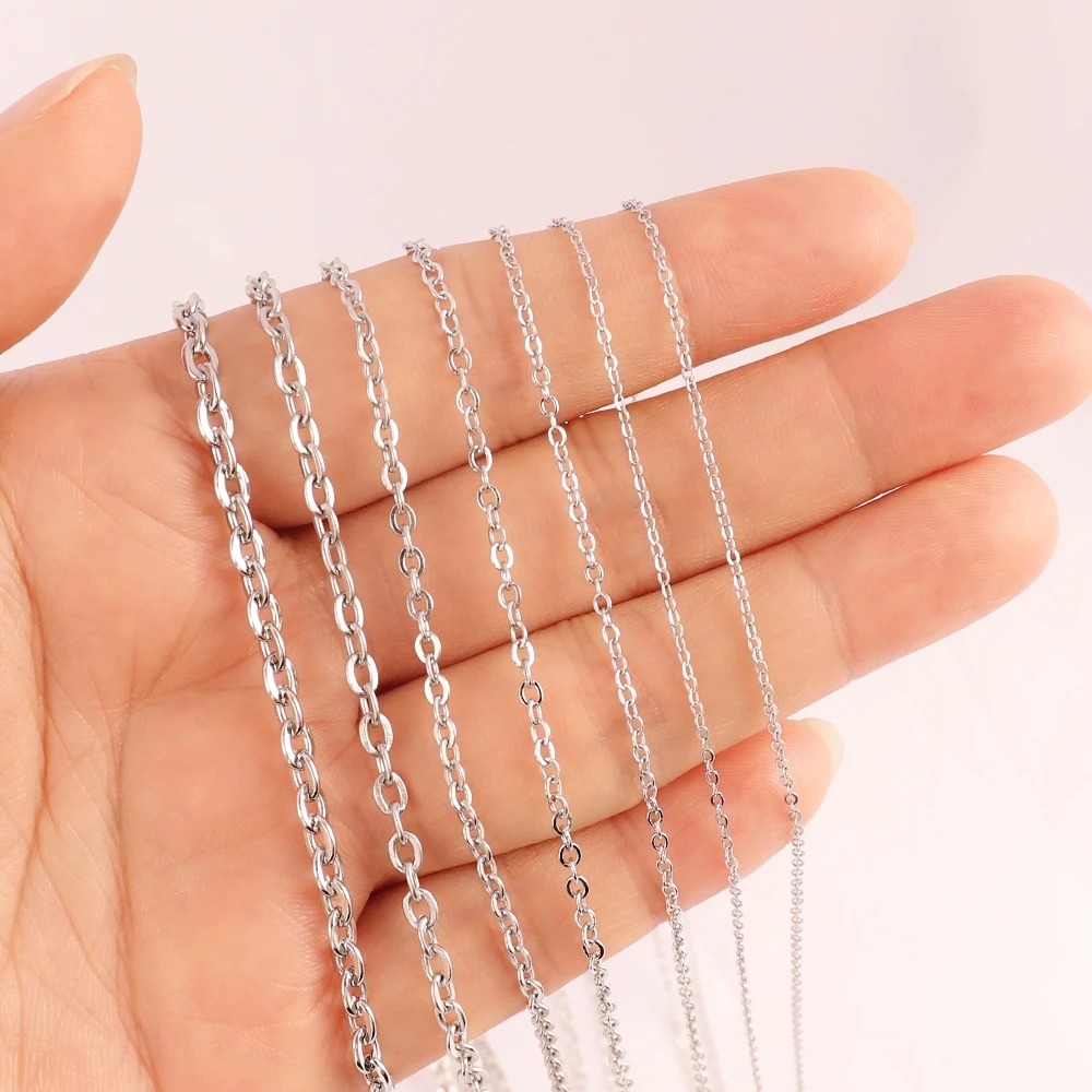 금 스테인레스 스틸 체인 목걸이, DIY O 모양 크로스 체인, 팔찌 쥬얼리 제작 구성 요소, 1 미터, 1/1.5mm, 2mm