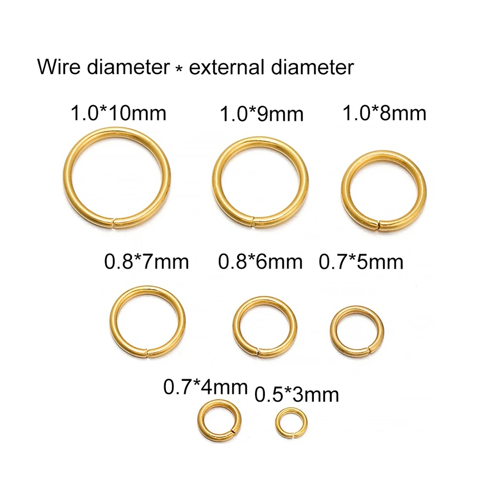 50-200 개/묶음 3-10mm 스테인레스 스틸 골드 오픈 점프 링 스플릿 링 커넥터, 쥬얼리 제작 액세서리 재료 용품