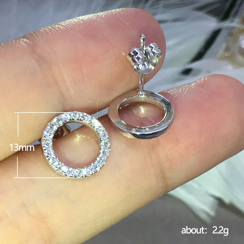 신상 섬세한 할로우 아웃 서클 스터드 귀걸이, 전체 포장 CZ 스톤, 심플하고 스타일리쉬한 여성 귀걸이, 데일리 코위치 액세서리