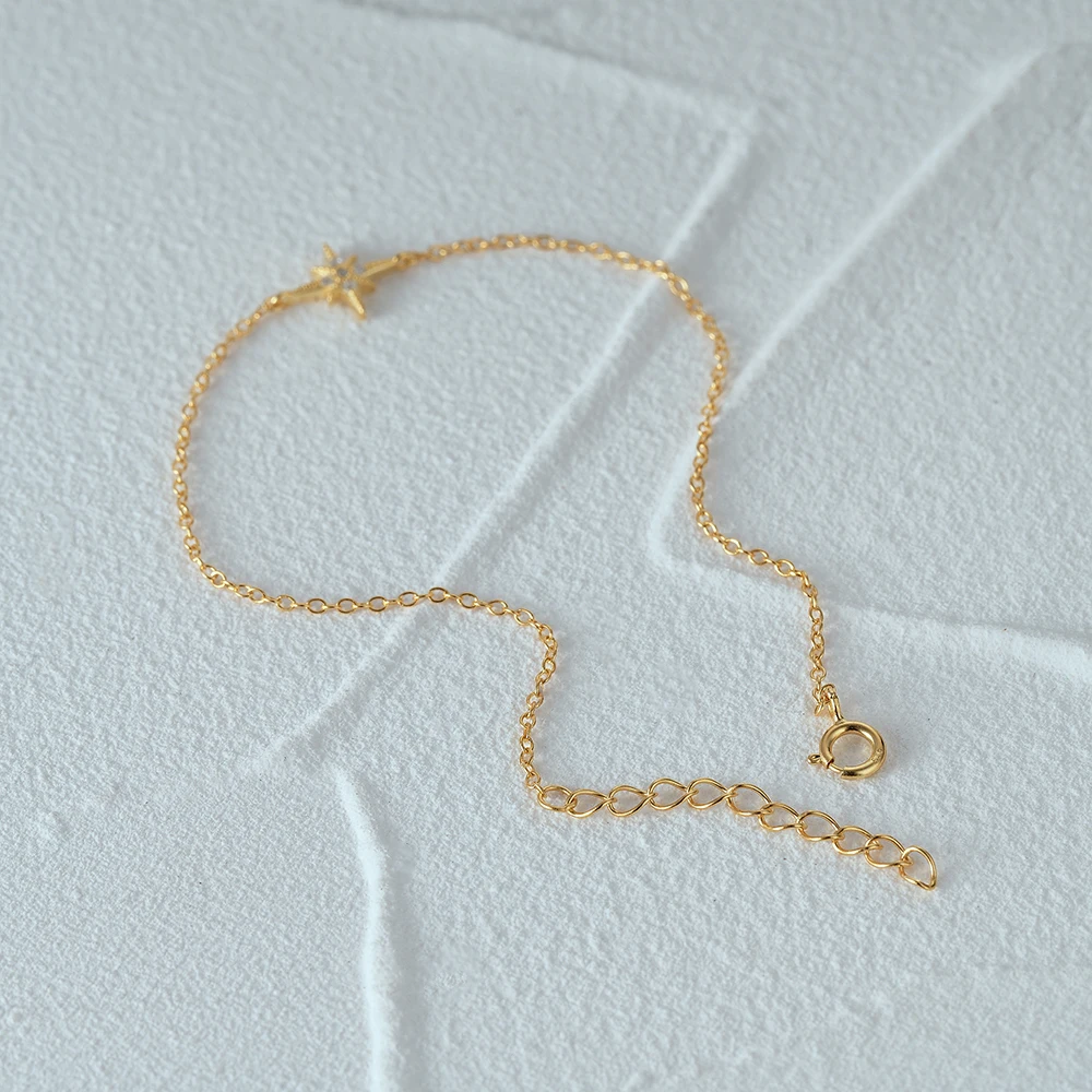 CANNER 유럽 아메리칸 스타일 8 포인트 별 지르콘 팔찌, S925 스털링 실버, 개성 있고 심플한 다목적 팔찌