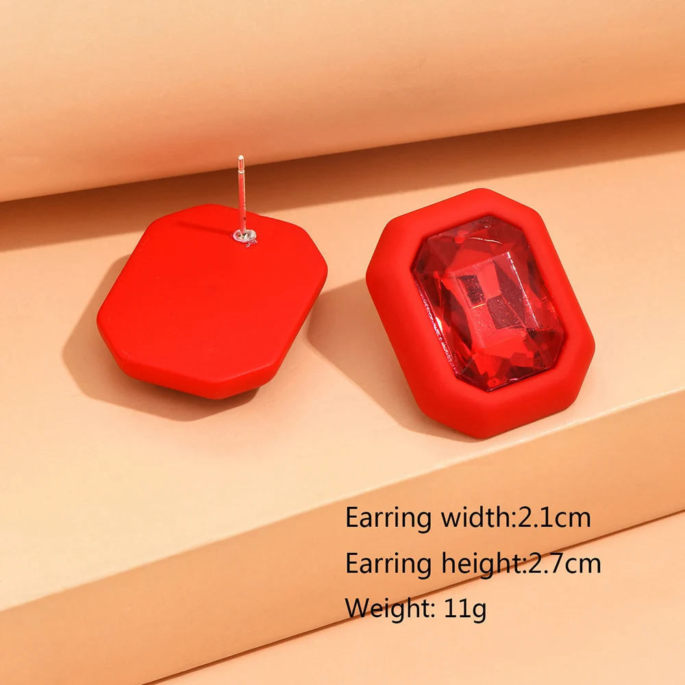 여성용 모조 다이아몬드 귀걸이, 스퀘어 스터드 귀걸이, 2023 트렌드, 기하학적, 사무실 파티 선물, 패션 주얼리, 신제품