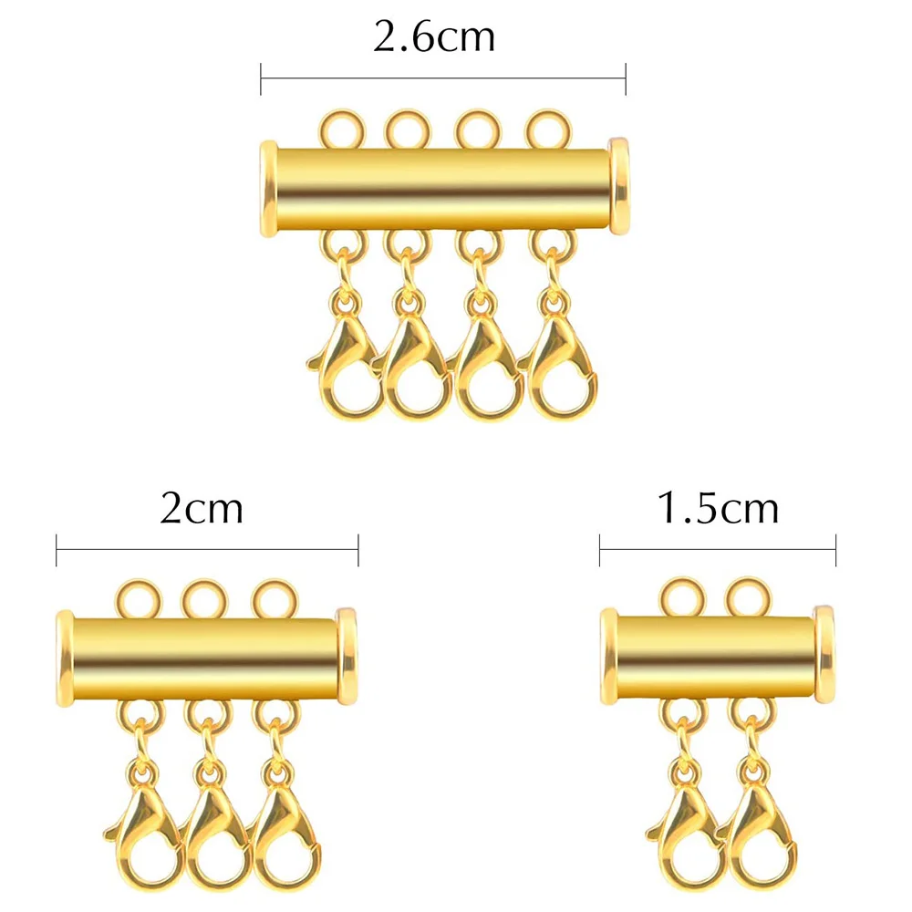 2/3/4/5 멀티 스트랜드 목걸이 레이어 랍스터 걸쇠 슬라이드 자석 튜브 커넥터 잠금 팔찌 보석 만들기 액세서리, 2 피스