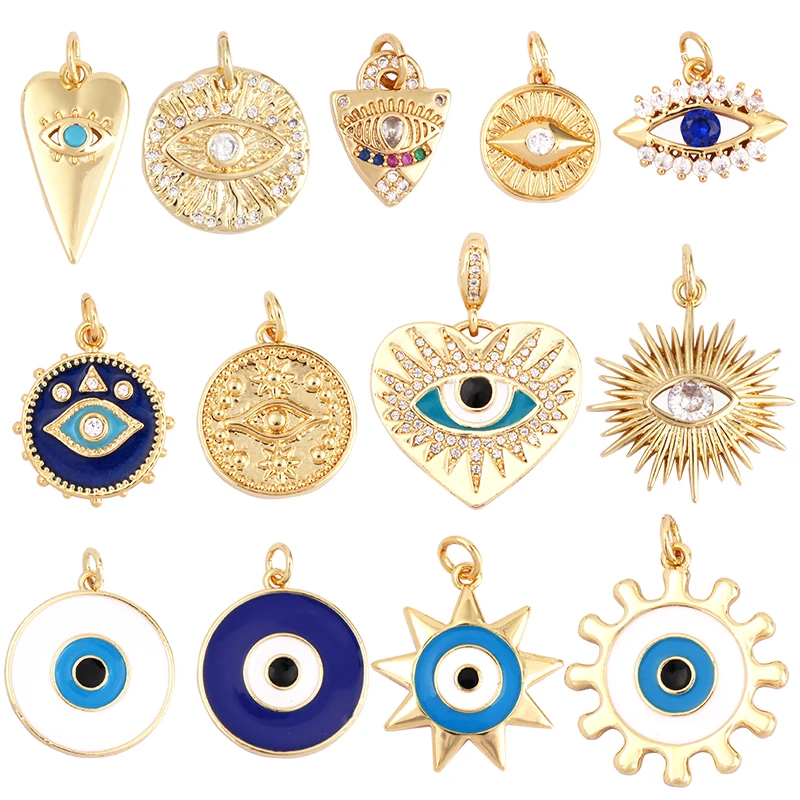 Evil Eye Charm 펜던트, 18K 리얼 골드 도금 큐빅, CZ 포장 종교, 쥬얼리 목걸이, 팔찌 액세서리 용품, K09 title=Evil Eye Charm 펜던트, 18K 리얼 골드 도금 큐빅, CZ 포장 종교, 쥬얼리 목걸이, 팔찌 액세서리 용품, K09 