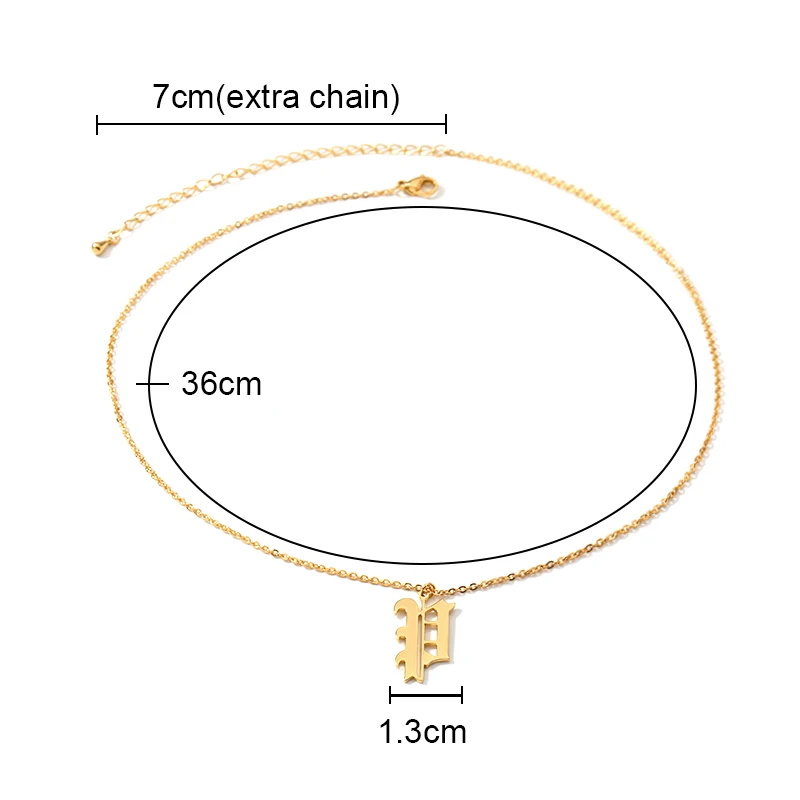 A-Z 이니셜 레터 목걸이, 스테인레스 스틸 쇄골 체인, 올드 영어 폰트 목걸이, 펜던트 쥬얼리 콜리어