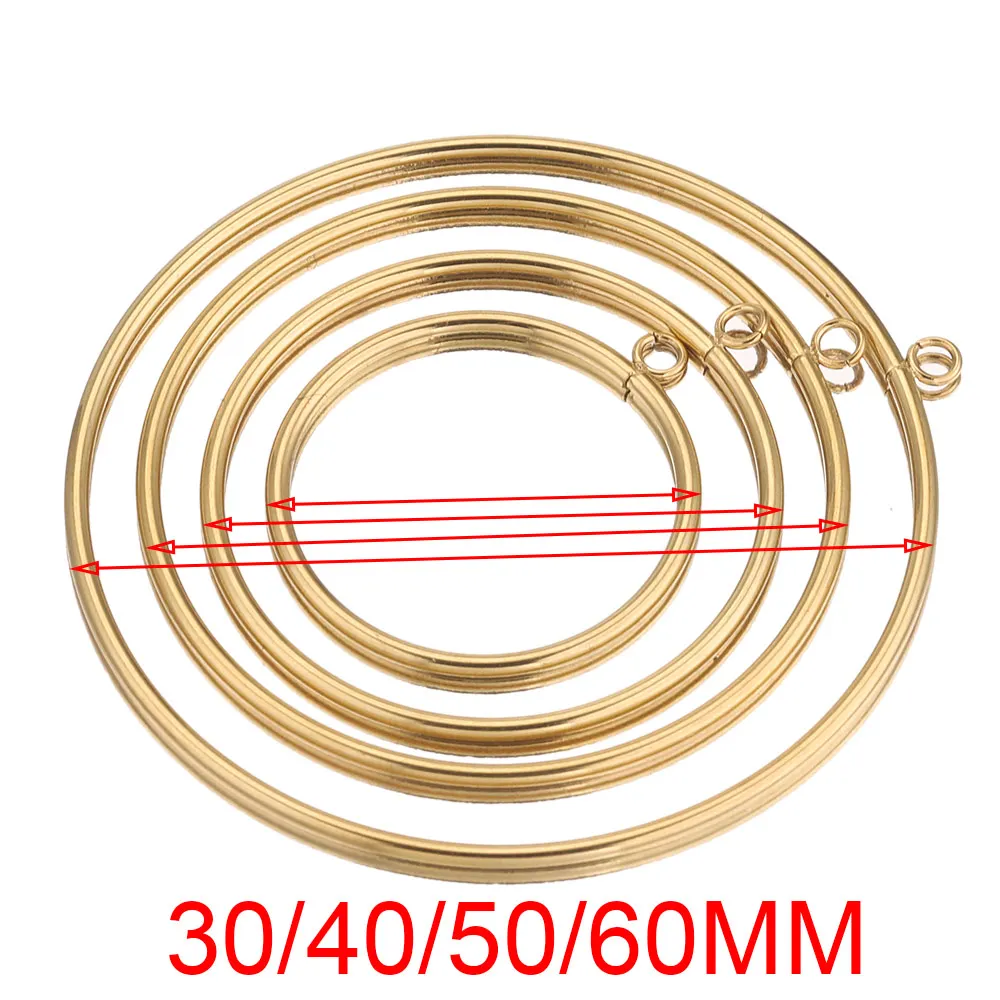 스테인레스 스틸 금도금 참 베젤 귀걸이, 30-60mm 대형 원형 링, 주얼리 용품 만들기, 도매 커넥터, 10 개