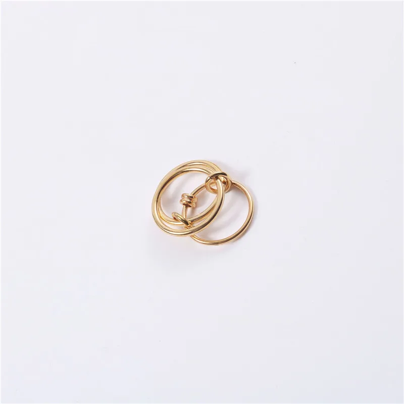 남녀공용 독특한 멋진 세 손가락 체인 모양 가변 힙합 반지, 스테인레스 스틸 18k 골드 스틸, 트렌디 액세서리